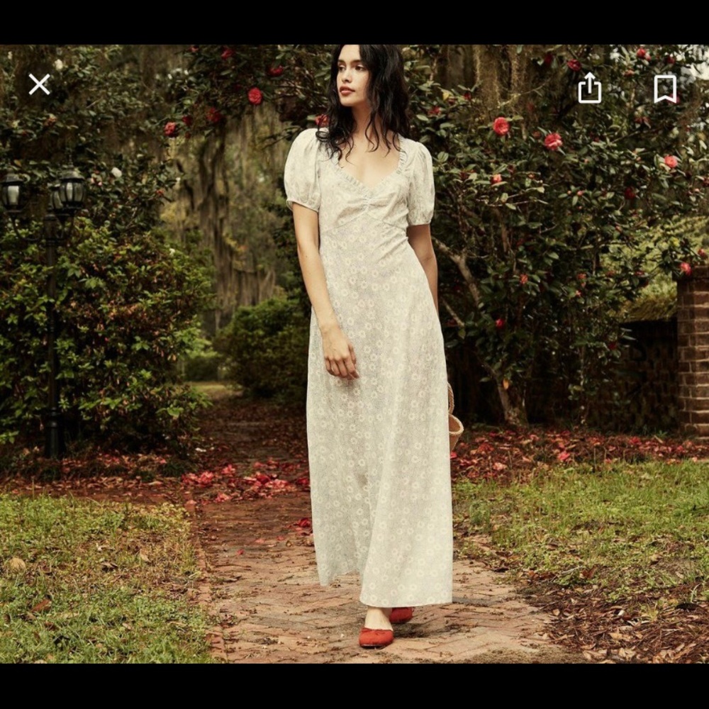 DOEN Dree Dress Blue Summer Daisy Print Sz M